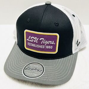 Zephyr LSU Tigers Script‎ Patch Trucker Hat Cap Adjustable Snapback Black NCAA